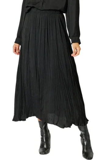 HAMMOCK AND VINE Skirts|Winter Style-LUXE CRUSHED SKIRT BLACK