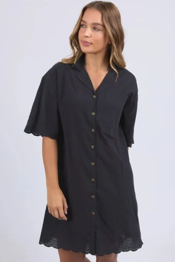 FOXWOOD Dresses-MADELEINE SHIRT DRESS BLACK