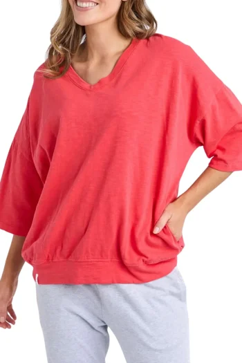 ELM Tracksuits-MAZIE VEE NECK CAYENNE