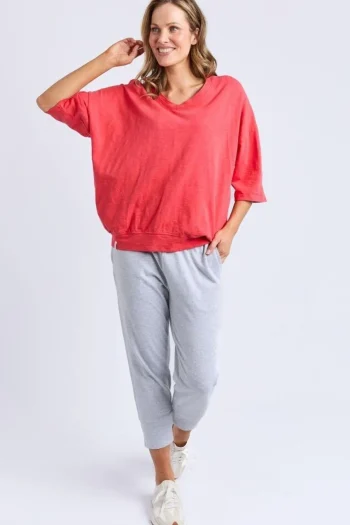 ELM Tracksuits-MAZIE VEE NECK CAYENNE