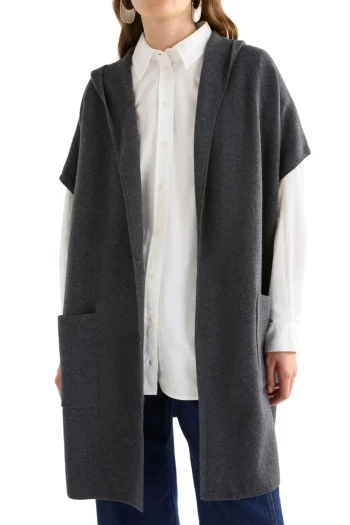 ELK Jumpers|Jackets-NEUWT HOODED PONCHO CHARCOAL