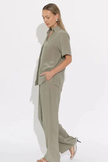 SARA FOX Shirts-PALOMA SHORT SLEEVE SHIRT PUMICE