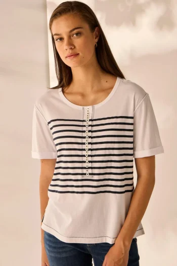 LANIA Tops|Travel Essentials-PEARL STRIPE TOP