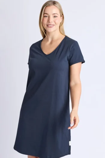 ELM Dresses-PIMA VEE DRESS NAVY