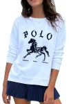 SOPHIE MORAN Tracksuits|Track Tops-POLO SWEATER WHITE-NAVY