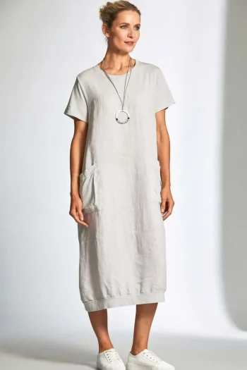 PERUZZI Dresses-RAISED POCKET DRESS SILVER