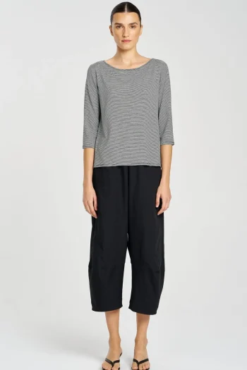 MELA PURDIE Tops-RELAXED BOAT NECK BLACK-WHITE