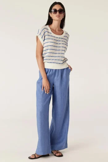 CABLE Pants-SAIL LINEN PANT BLUE