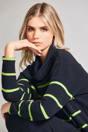 PERUZZI Jumpers-SOLID SHOULDER STRIPE KNIT NAVY