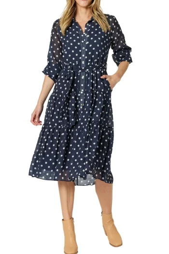 GORDON SMITH Dresses|Winter Style-SORRENTO DRESS NAVY-WHITE