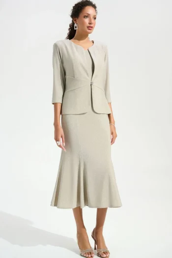 JOSEPH RIBKOFF Jackets-SPARKLE JACKET AND CAMI SET CHAMPAGNE