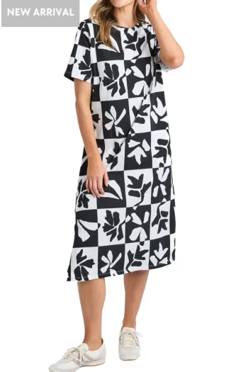 ELM Dresses-SPLICE DRESS BLACK-WHITE