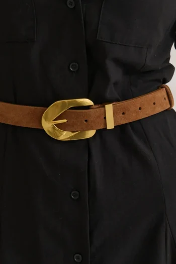 ANGELS WHISPER Belts-SUEDE CHAIN BUCKLE BELT TAN