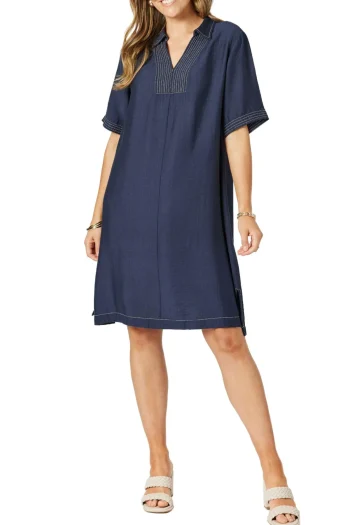 CLARITY Dresses-TOP STITCH DRESS NAVY