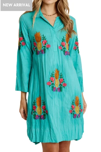 LULA LIFE Dresses-TROPICANNA SHIRTMAKER SEA