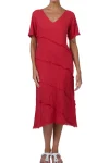 NAMASTAI Dresses-V-NECK DRESS CHILLI
