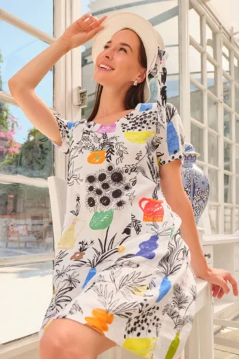 DOLCEZZA Dresses-V NECK DRESS SUMMER-BOUQUET