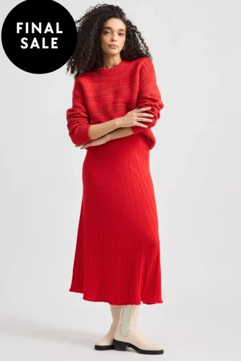 TOORALLIE Jumpers-WAVEY KNIT RED