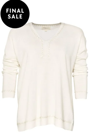 MADLY SWEETLY Jumpers-WHIPPED UP V SWEATER WINTER-WHITE