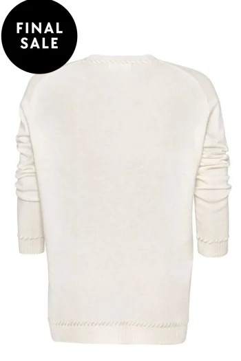 MADLY SWEETLY Jumpers-WHIPPED UP V SWEATER WINTER-WHITE