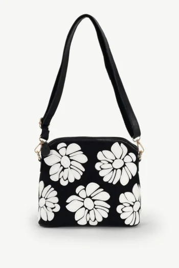 SASSYDUCK Bags-WILD ROSE XBODY BAG BLACK-WHITE