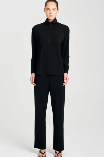 MELA PURDIE Jumpers|Winter Style-ZIP FRONT SWEATER BLACK